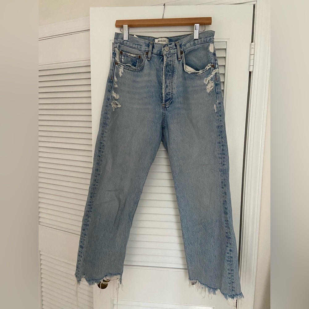 Agolde 90s Cropped Light Blue Straight Leg Jeans